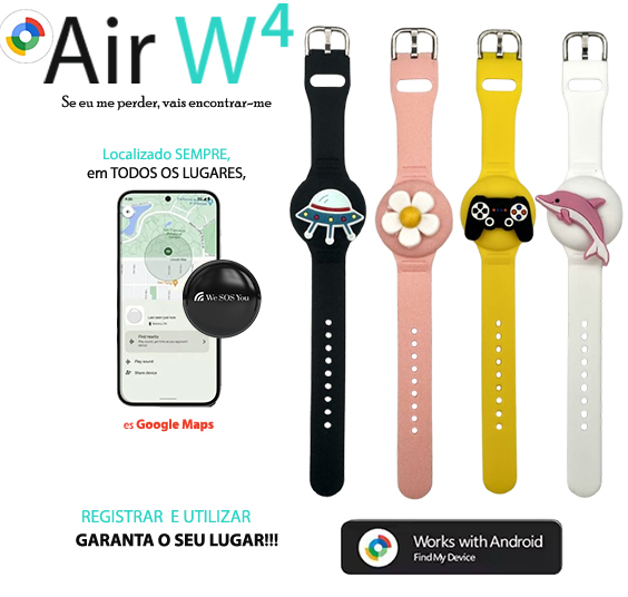 Air W4. Pulseira de localização para crianças com 4 autocolantes incluídos