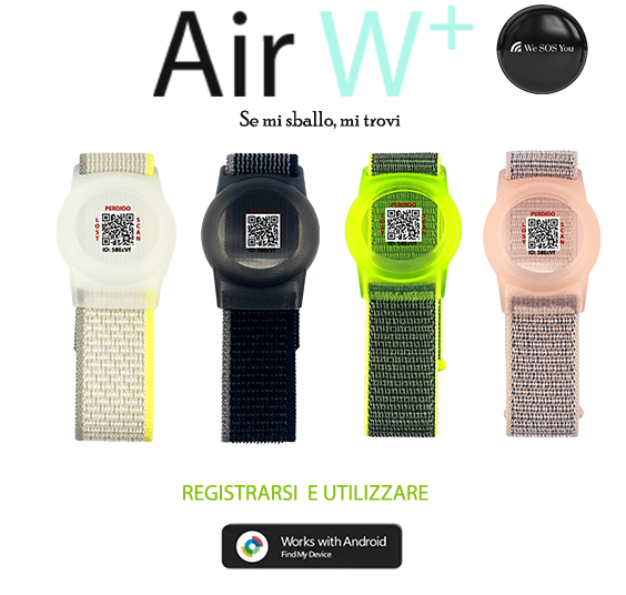Air W+ Braccialetto localizzatore per ragazzi dai 9 anni in su, con 14 adesivi inclusi