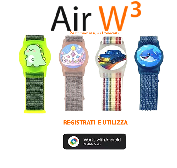 Air W3. Braccialetto localizzatore per bambini.