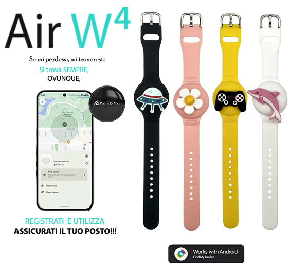 Air W4. Braccialetto localizzatore per bambini con 14 Stickers SOS inclusi