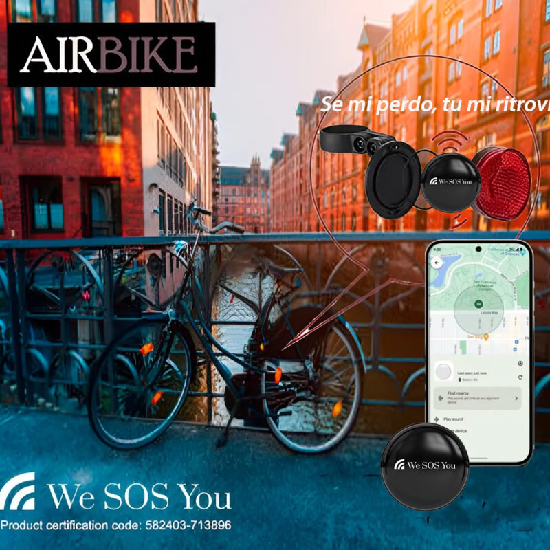 AIR BIKE  Tag Localizzatore GPS per biciclette compatibile con Apple y Android
