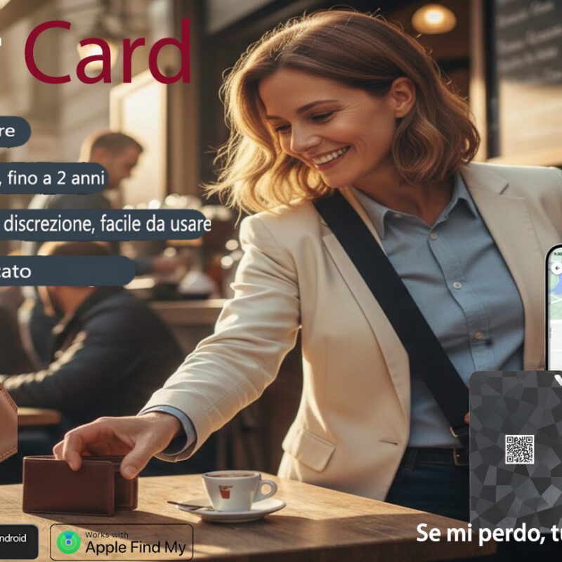 AIR CARD Scheda con localizzatore GPS da tenere nel portafoglio, compatibile con Apple Trova il mio
