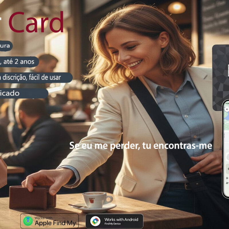 AIR CARD Cartão com localizador GPS para a carteira, compatível com o Apple Find My