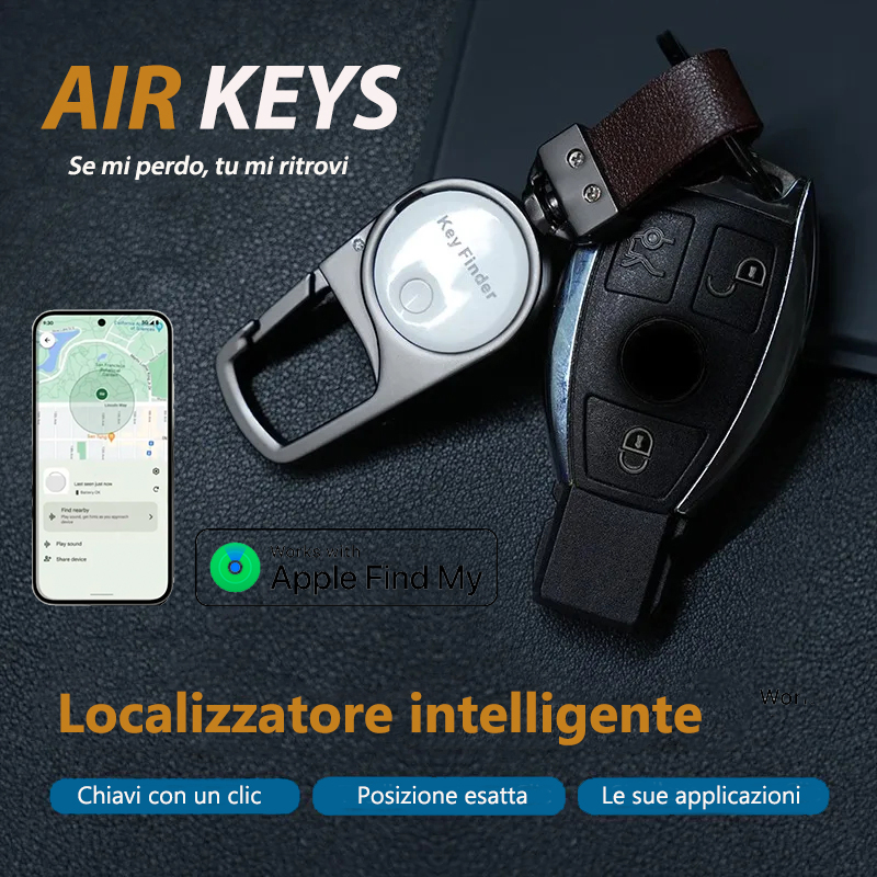 AIR KEYS Tag localizzatore GPS per portachiavi compatibile con Apple Trova il mio