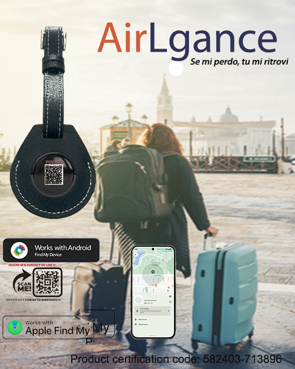 AIR LGANCE Tag localizzatore GPS per valigie, borse e zaini, compatibile con Apple Trova il mio