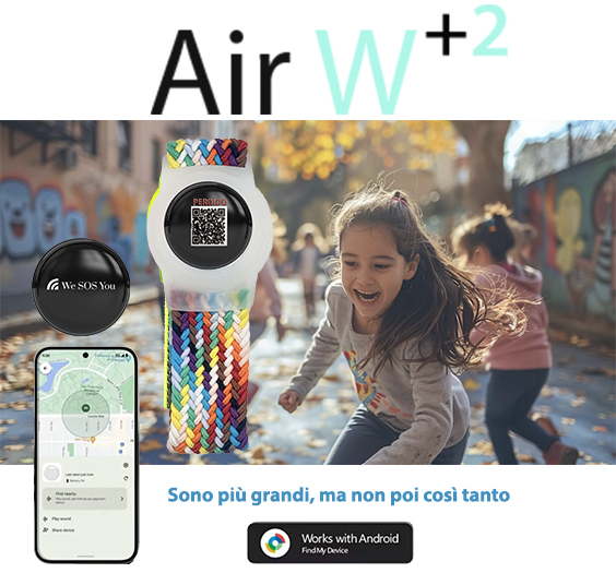 Air W+2. Braccialetto di localizzazione per bambini e adolescenti con regolazione al polso e GPS